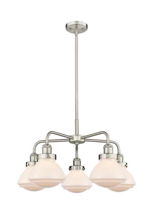 Innovations 916-5CR-SN-G321 Five Light Chandelier, Satin Nickel