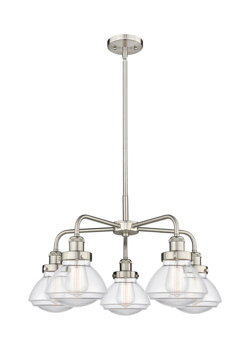 Innovations 916-5CR-SN-G322 Five Light Chandelier, Satin Nickel