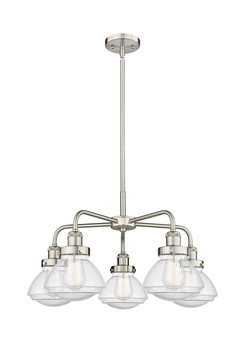 Innovations 916-5CR-SN-G324 Five Light Chandelier, Satin Nickel