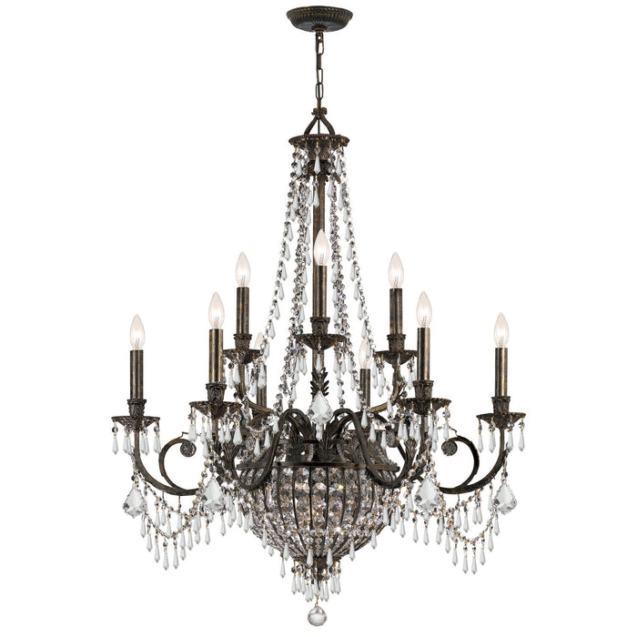 Crystorama 5168-EB-CL-MWP 12 Light Chandelier, English Bronze (Open Box - Final Sale)