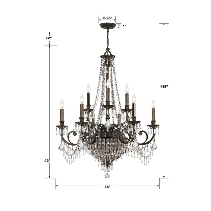 Crystorama 5168-EB-CL-MWP 12 Light Chandelier, English Bronze (Open Box - Final Sale)