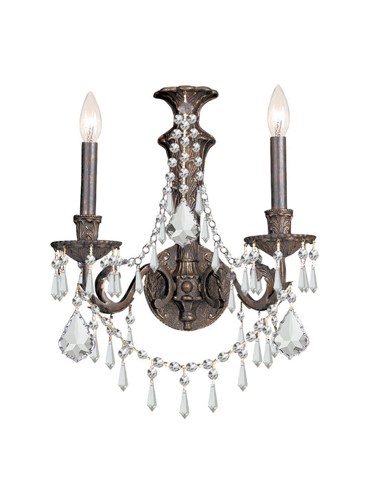 Crystorama 5162-EB-CL-MWP Two Light Wall Sconce, English Bronze