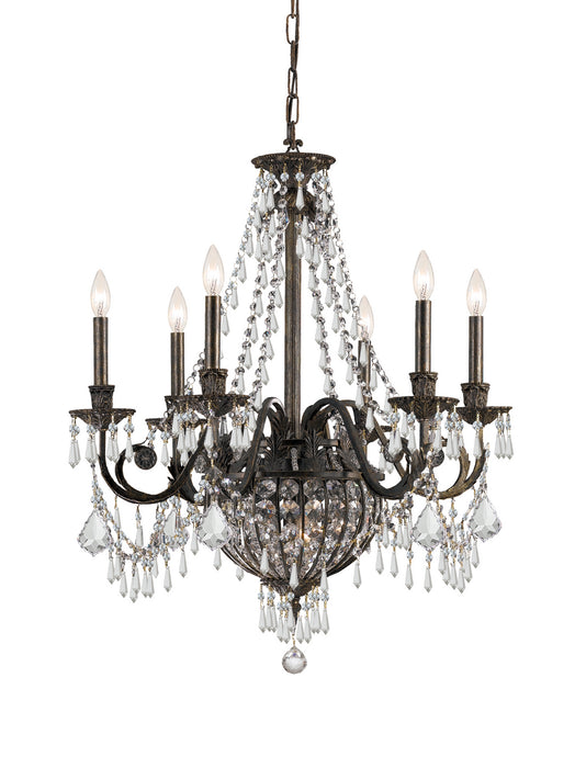 Crystorama 5166-EB-CL-MWP Six Light Chandelier, English Bronze