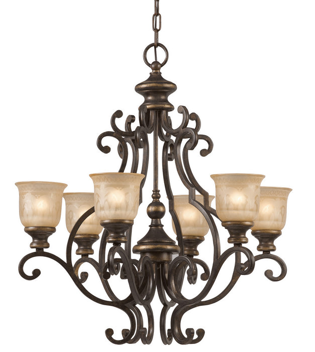 Crystorama 7416-BU Six Light Chandelier, Bronze Umber