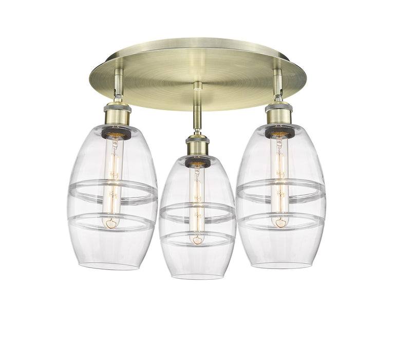 Innovations 516-3C-AB-G557-6CL Three Light Flush Mount, Antique Brass