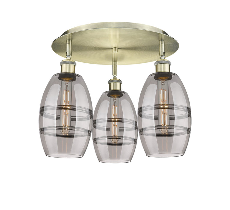 Innovations 516-3C-AB-G557-6SM Three Light Flush Mount, Antique Brass