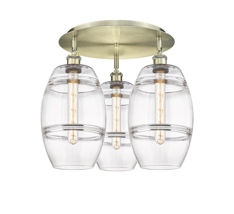Innovations 516-3C-AB-G557-8CL Three Light Flush Mount, Antique Brass