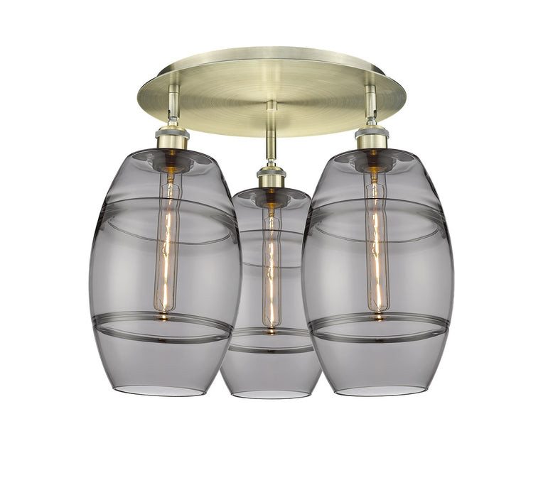 Innovations 516-3C-AB-G557-8SM Three Light Flush Mount, Antique Brass