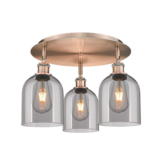 Innovations 516-3C-AC-G558-6SM Three Light Flush Mount, Antique Copper