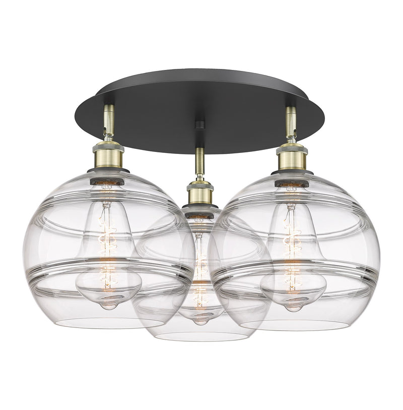 Innovations 516-3C-BAB-G556-10CL Three Light Flush Mount, Black Antique Brass