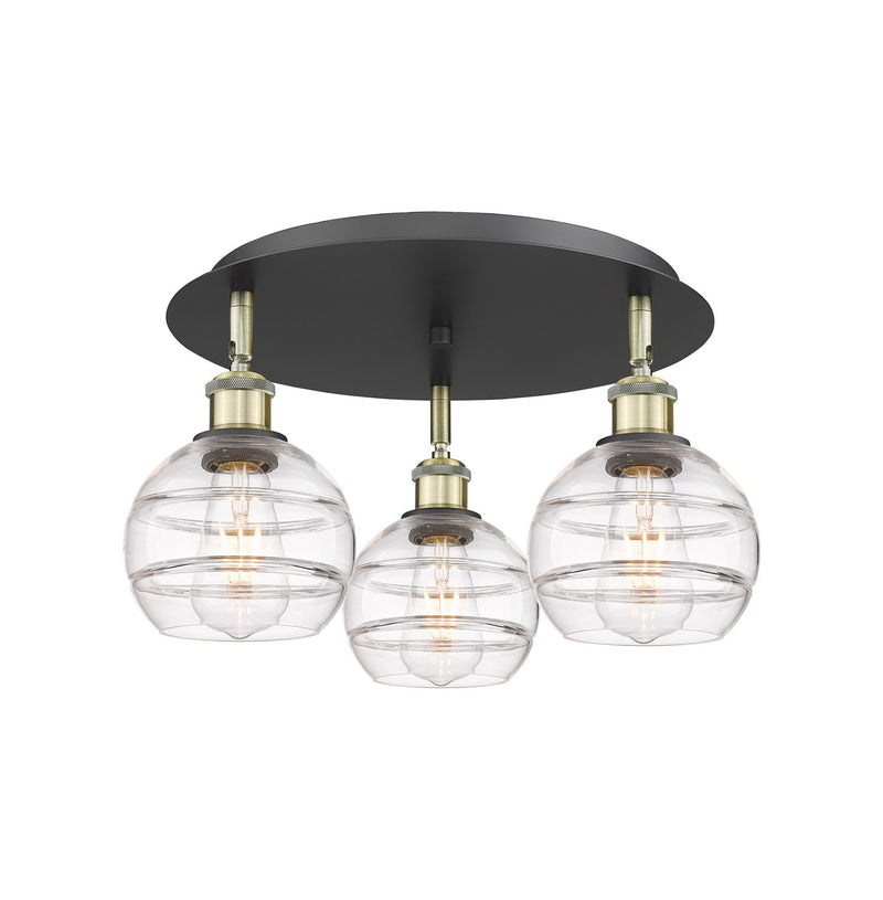 Innovations 516-3C-BAB-G556-6CL Three Light Flush Mount, Black Antique Brass