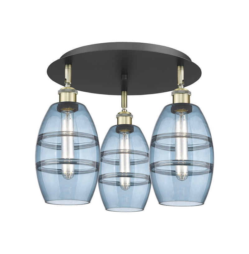 Innovations 516-3C-BAB-G557-6BL Three Light Flush Mount, Black Antique Brass
