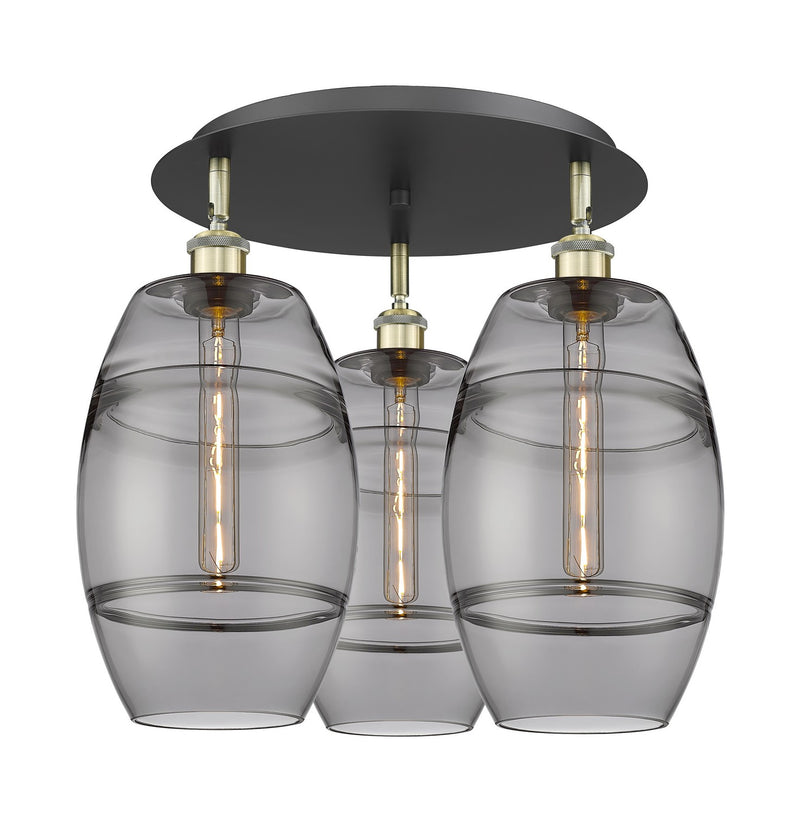 Innovations 516-3C-BAB-G557-8SM Three Light Flush Mount, Black Antique Brass