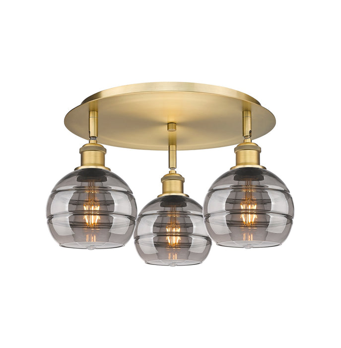 Innovations 516-3C-BB-G556-6SM Three Light Flush Mount, Brushed Brass