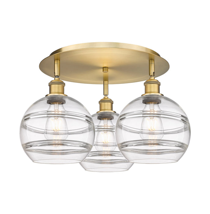 Innovations 516-3C-BB-G556-8CL Three Light Flush Mount, Brushed Brass