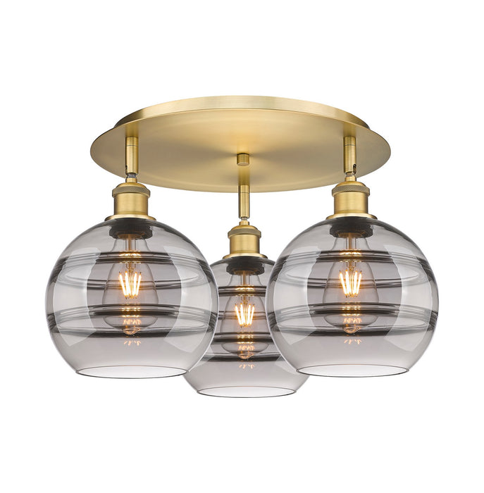 Innovations 516-3C-BB-G556-8SM Three Light Flush Mount, Brushed Brass