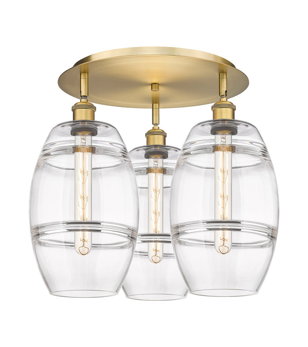 Innovations 516-3C-BB-G557-8CL Three Light Flush Mount, Brushed Brass