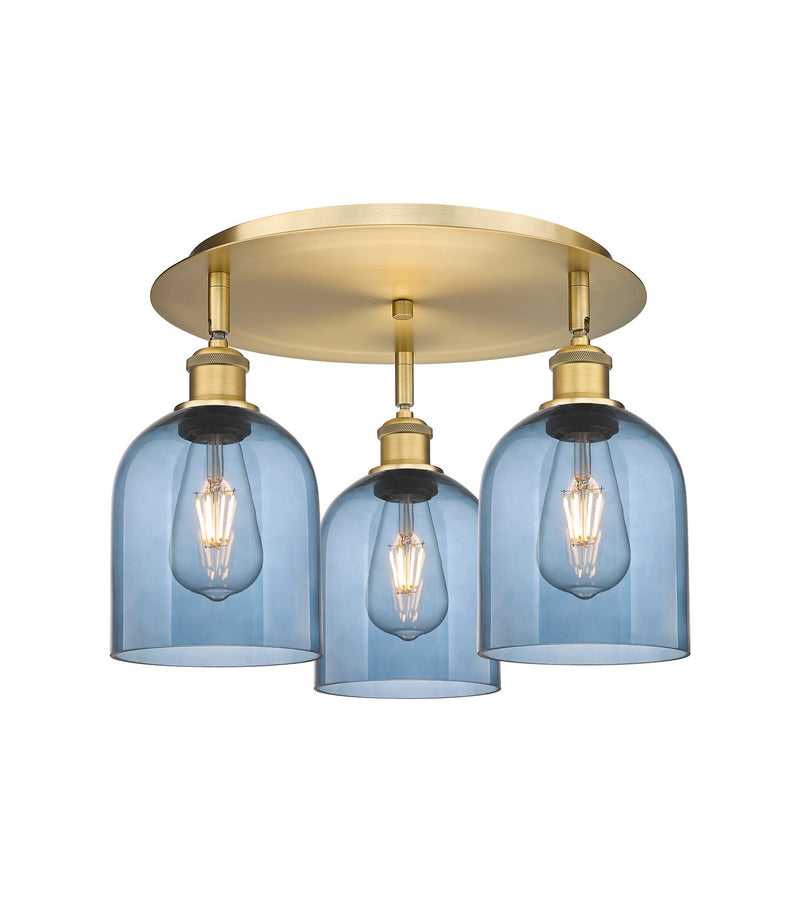 Innovations 516-3C-BB-G558-6BL Three Light Flush Mount, Brushed Brass