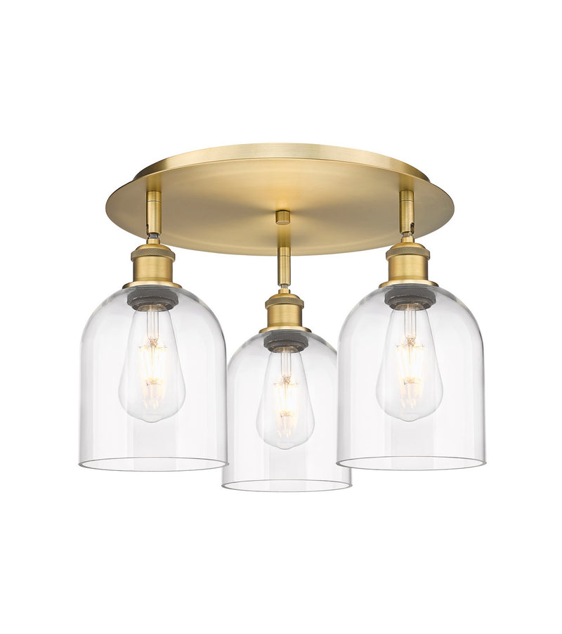 Innovations 516-3C-BB-G558-6CL Three Light Flush Mount, Brushed Brass