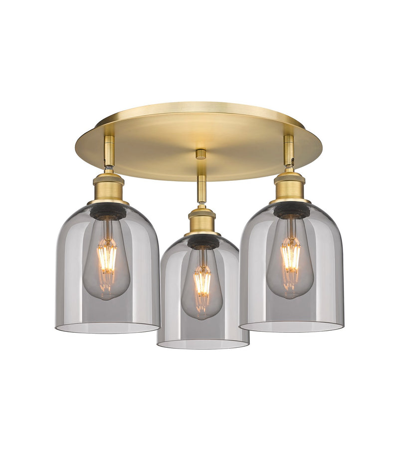 Innovations 516-3C-BB-G558-6SM Three Light Flush Mount, Brushed Brass