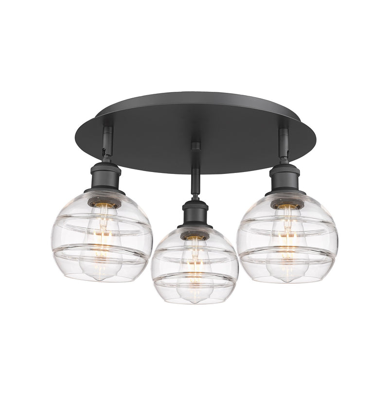 Innovations 516-3C-BK-G556-6CL Three Light Flush Mount, Matte Black