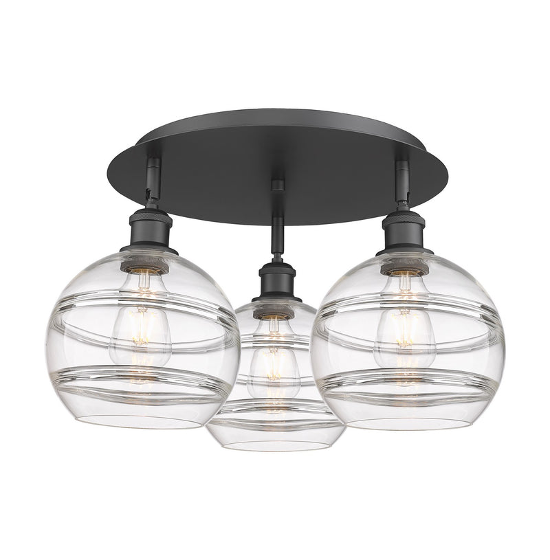 Innovations 516-3C-BK-G556-8CL Three Light Flush Mount, Matte Black