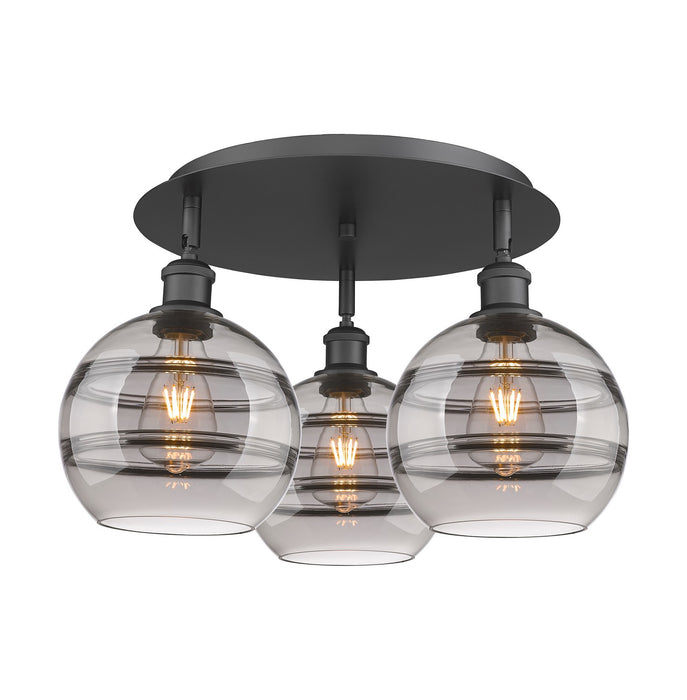 Innovations 516-3C-BK-G556-8SM Three Light Flush Mount, Matte Black