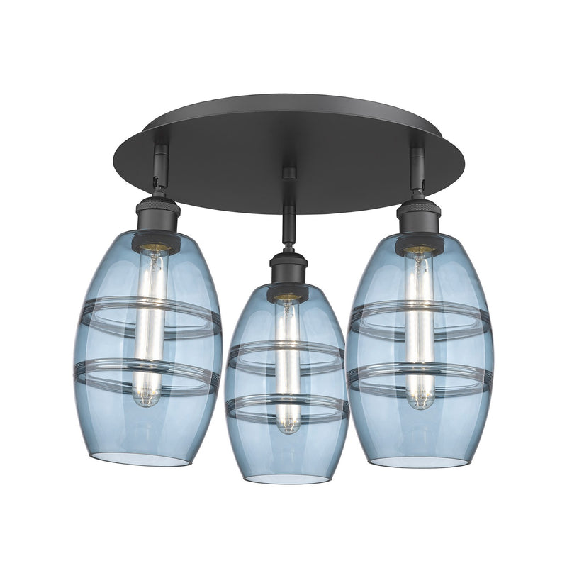 Innovations 516-3C-BK-G557-6BL Three Light Flush Mount, Matte Black