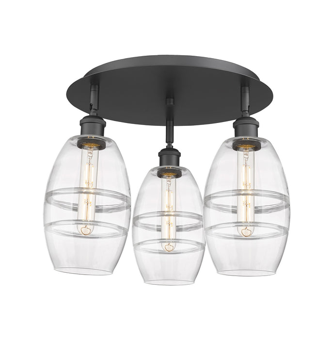 Innovations 516-3C-BK-G557-6CL Three Light Flush Mount, Matte Black