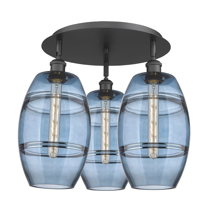 Innovations 516-3C-BK-G557-8BL Three Light Flush Mount, Matte Black