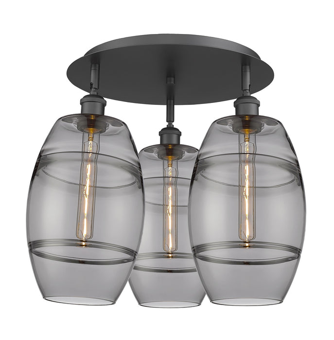 Innovations 516-3C-BK-G557-8SM Three Light Flush Mount, Matte Black