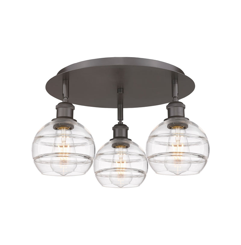 Innovations 516-3C-OB-G556-6CL Three Light Flush Mount, Oil Rubbed Bronze