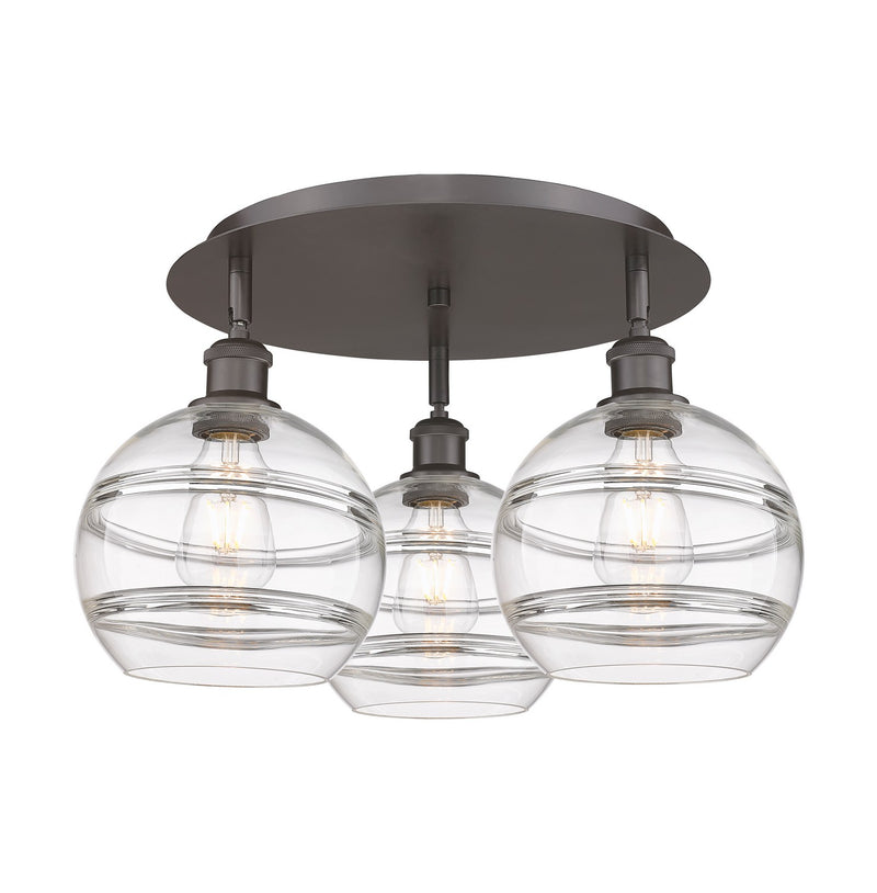 Innovations 516-3C-OB-G556-8CL Three Light Flush Mount, Oil Rubbed Bronze