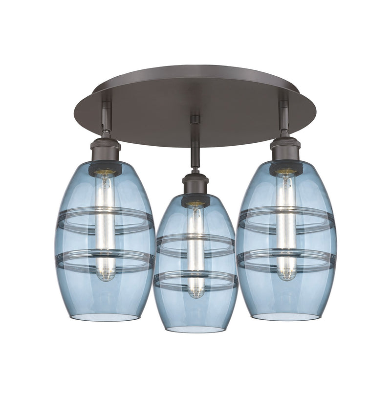 Innovations 516-3C-OB-G557-6BL Three Light Flush Mount, Oil Rubbed Bronze
