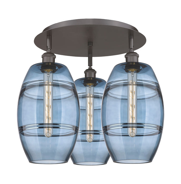 Innovations 516-3C-OB-G557-8BL Three Light Flush Mount, Oil Rubbed Bronze