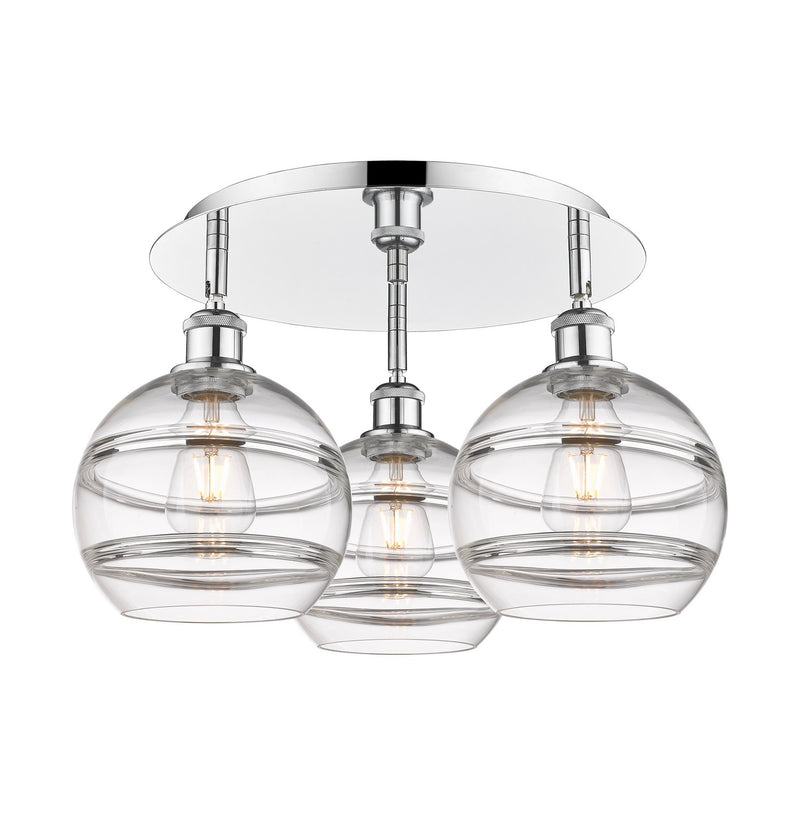 Innovations 516-3C-PC-G556-8CL Three Light Flush Mount, Polished Chrome