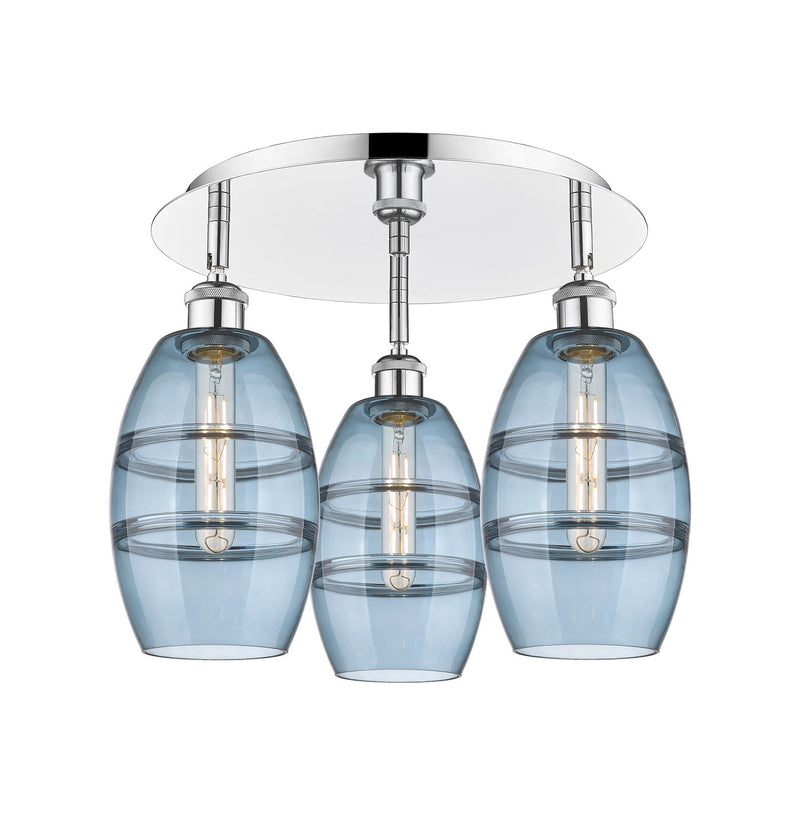 Innovations 516-3C-PC-G557-6BL Three Light Flush Mount, Polished Chrome