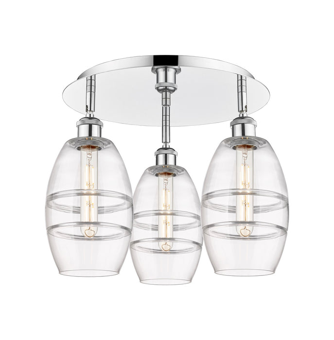 Innovations 516-3C-PC-G557-6CL Three Light Flush Mount, Polished Chrome