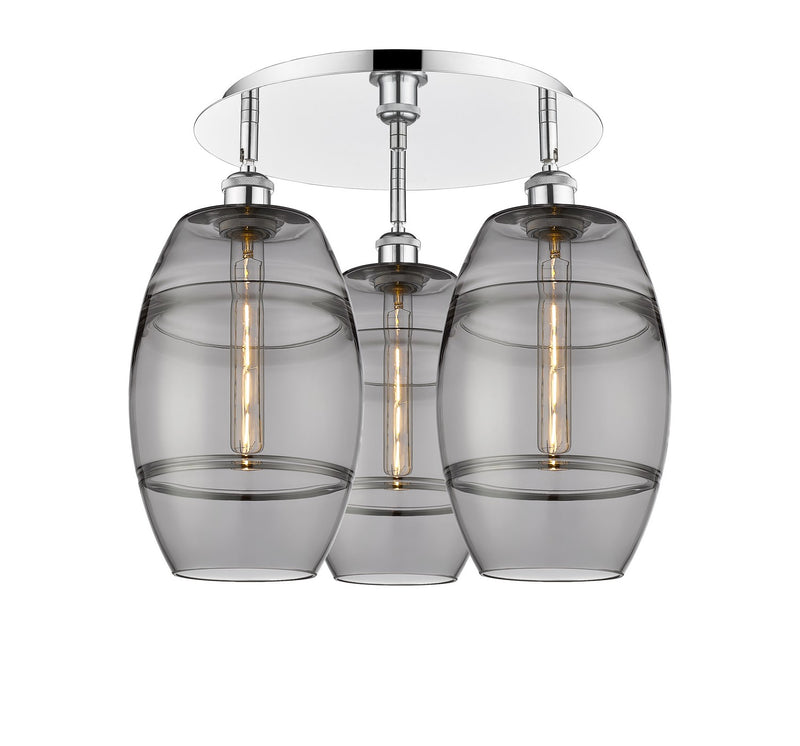 Innovations 516-3C-PC-G557-8SM Three Light Flush Mount, Polished Chrome