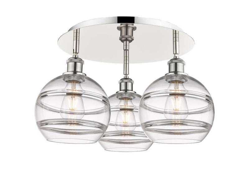 Innovations 516-3C-PN-G556-8CL Three Light Flush Mount, Polished Nickel