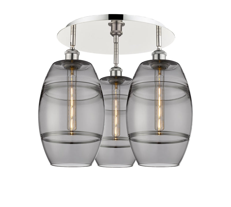 Innovations 516-3C-PN-G557-8SM Three Light Flush Mount, Polished Nickel