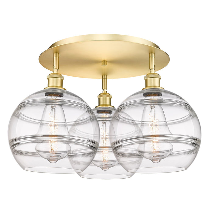 Innovations 516-3C-SG-G556-10CL Three Light Flush Mount, Satin Gold