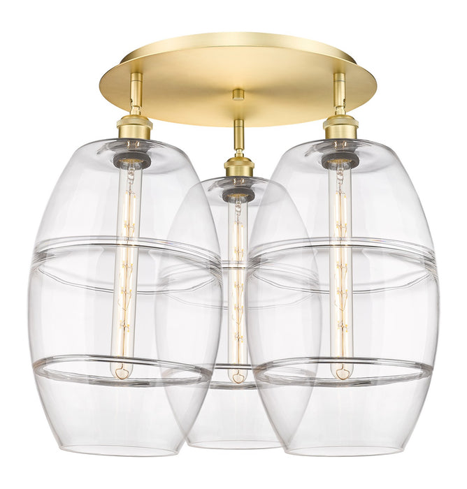 Innovations 516-3C-SG-G557-10CL Three Light Flush Mount, Satin Gold