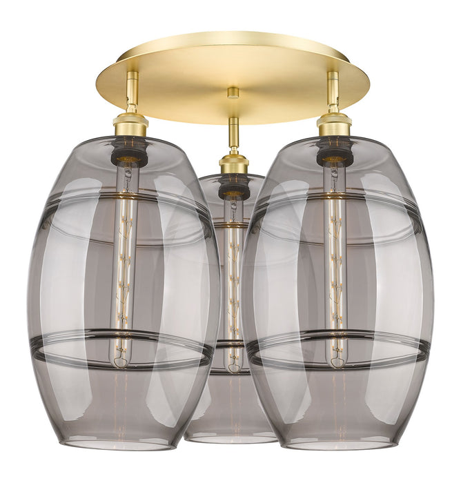 Innovations 516-3C-SG-G557-10SM Three Light Flush Mount, Satin Gold