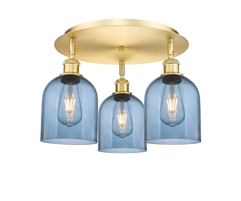 Innovations 516-3C-SG-G558-6BL Three Light Flush Mount, Satin Gold