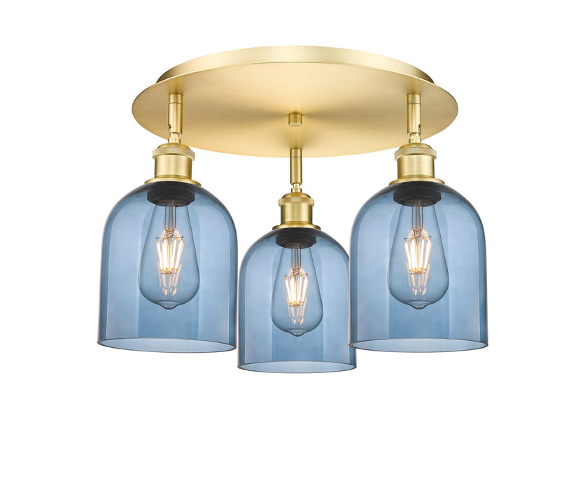 Innovations 516-3C-SG-G558-6BL Three Light Flush Mount, Satin Gold