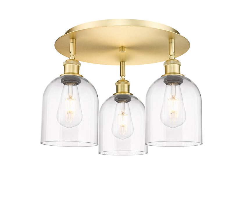 Innovations 516-3C-SG-G558-6CL Three Light Flush Mount, Satin Gold