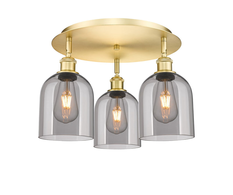Innovations 516-3C-SG-G558-6SM Three Light Flush Mount, Satin Gold