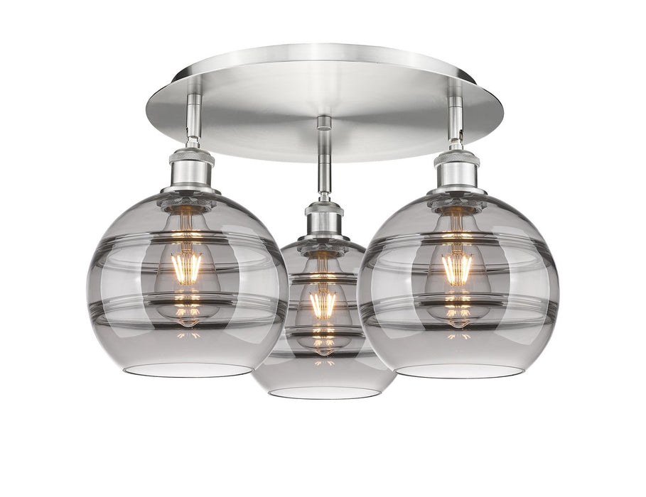 Innovations 516-3C-SN-G556-8SM Three Light Flush Mount, Satin Nickel