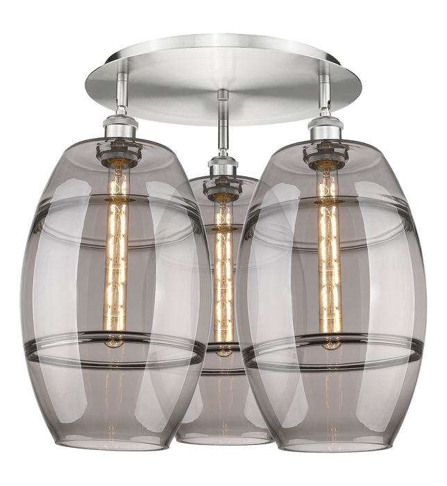 Innovations 516-3C-SN-G557-10SM Three Light Flush Mount, Satin Nickel